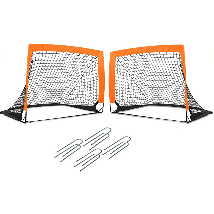 Set de 2 buts de foot pop-up pliables orange — produit réellement expédié